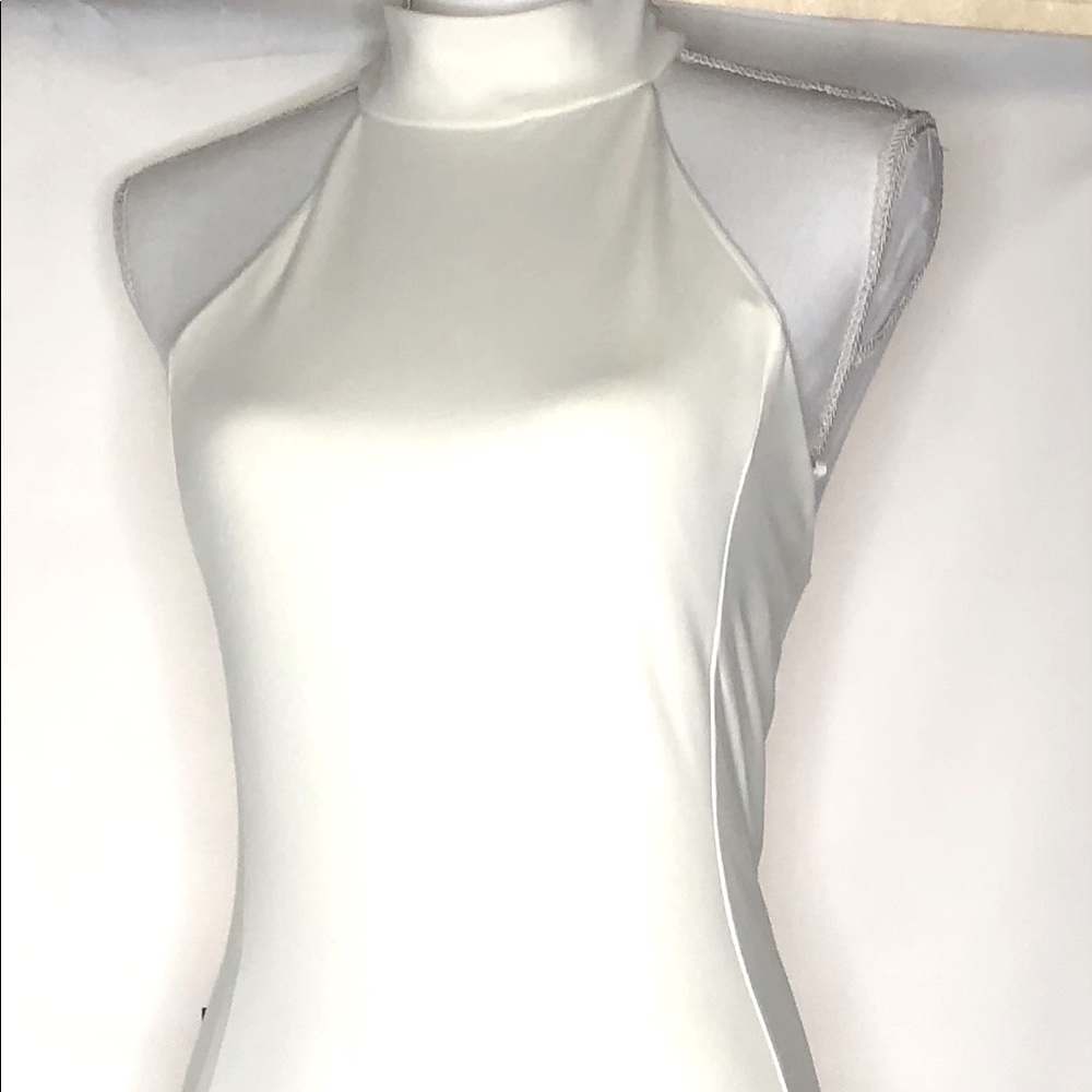 Bebe White Bodycon Dress Choker Halter Crisscross